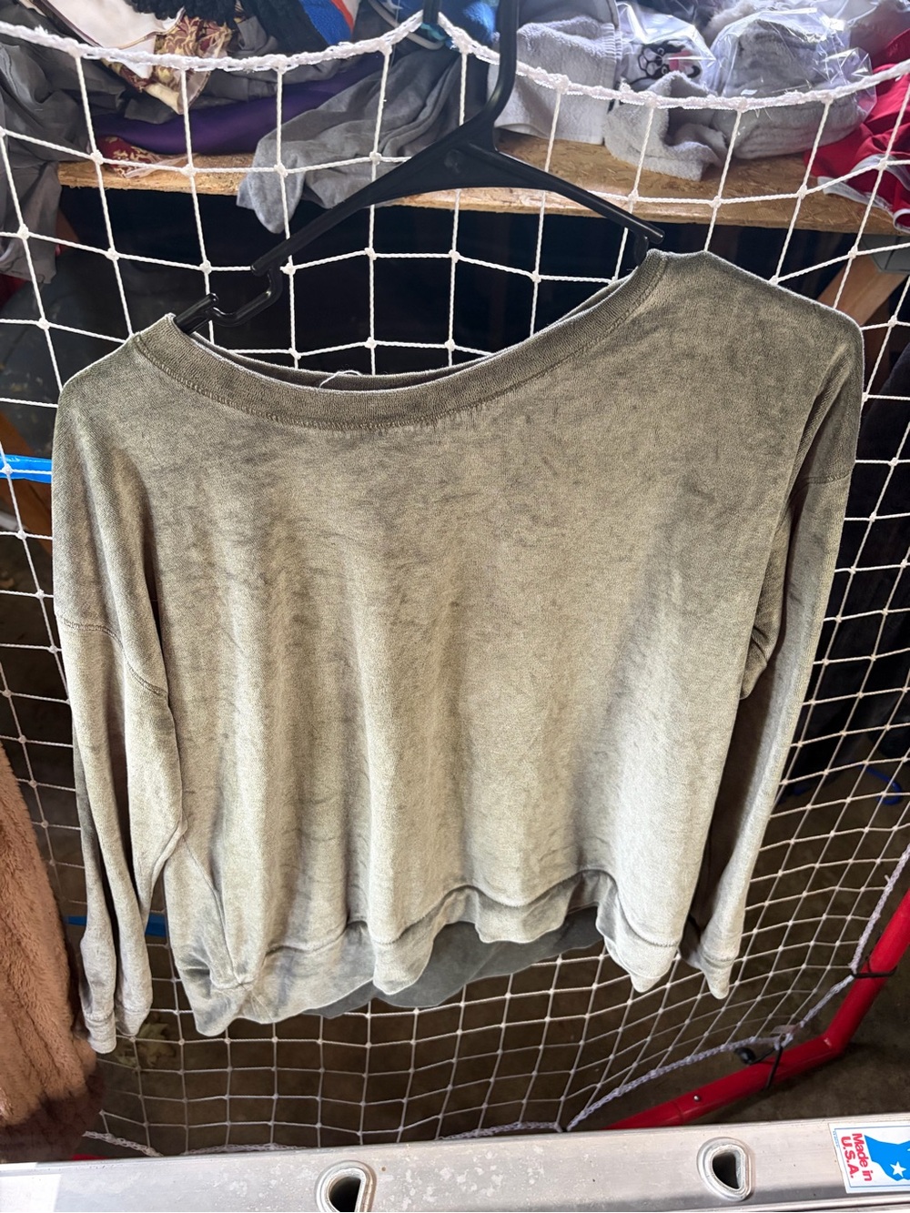Cable & Gauge Olive Green Washed Pullover Sweatshirt